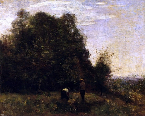  Jean-Baptiste-Camille Corot Two Figures - Working in the Fields - Hand Painted Oil Painting