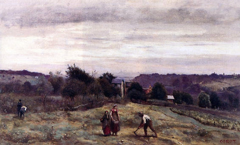  Jean-Baptiste-Camille Corot Ville d'Avray - the Heights: Peasants Working in a Field - Hand Painted Oil Painting
