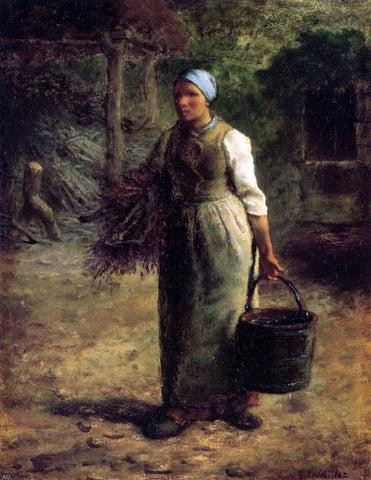 Jean-Francois Millet Woman Carrying Firewood and a Pail - Hand Painted Oil Painting
