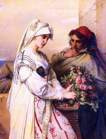  Jean-Francois Portaels The Rose Vendor - Hand Painted Oil Painting
