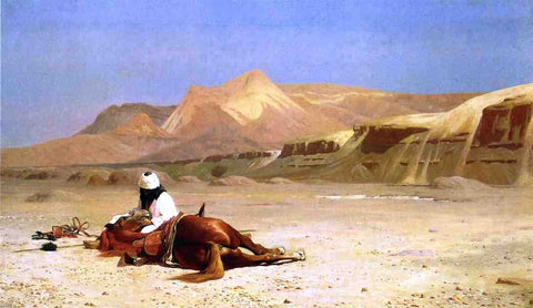  Jean-Leon Gerome An Arab and His Horse in the Desert - Hand Painted Oil Painting