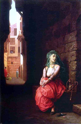  Jean-Leon Gerome Young Arab Woman with Waterpipe - Hand Painted Oil Painting