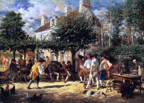  Jean-Louis Ernest Meissonier Sunday in Poissy - Hand Painted Oil Painting