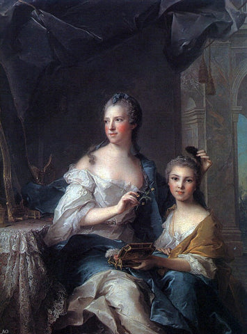  Jean-Marc Nattier Madame Marsollier and Her Daughter - Hand Painted Oil Painting