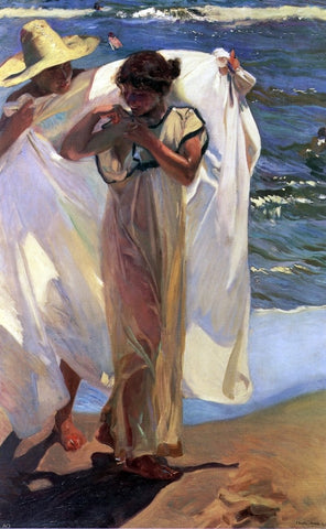  Joaquin Sorolla Y Bastida After a Bathe - Hand Painted Oil Painting
