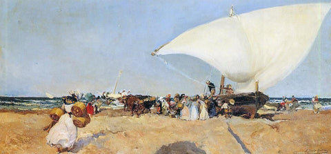  Joaquin Sorolla Y Bastida Arrival of the Boats - Hand Painted Oil Painting