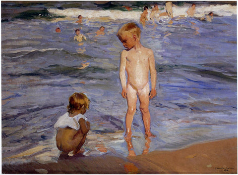  Joaquin Sorolla Y Bastida Children Bathing in the Afternoon Sun - Hand Painted Oil Painting