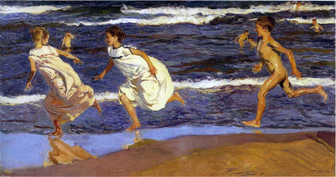  Joaquin Sorolla Y Bastida Running along the beach - Hand Painted Oil Painting