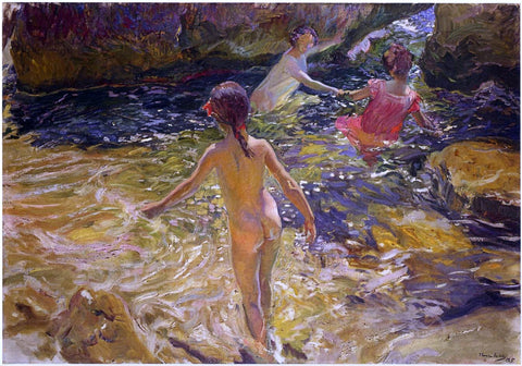  Joaquin Sorolla Y Bastida The Bath, Javea - Hand Painted Oil Painting