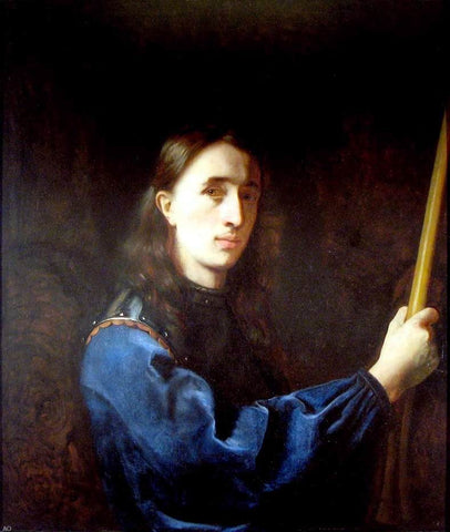  Johann Ulrich Mayr Self-Portrait in a Blue Coat with Cuirass - Hand Painted Oil Painting