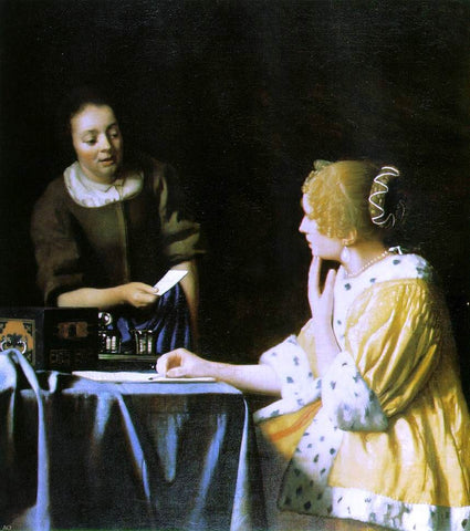  Johannes Vermeer Mistress and Maid - Hand Painted Oil Painting