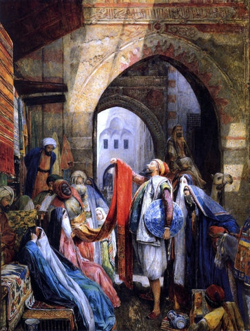  John Lewis RA A Cairo Bazaar, The Dellal - Hand Painted Oil Painting
