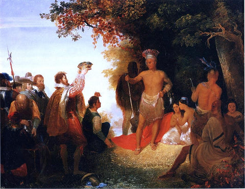  John Gadsby Chapman The Coronation of Powhatan - Hand Painted Oil Painting