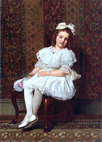  John George Brown Portrait of Miss Gibson - Hand Painted Oil Painting