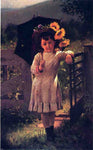  John George Brown The Sunflower Girl - Hand Painted Oil Painting