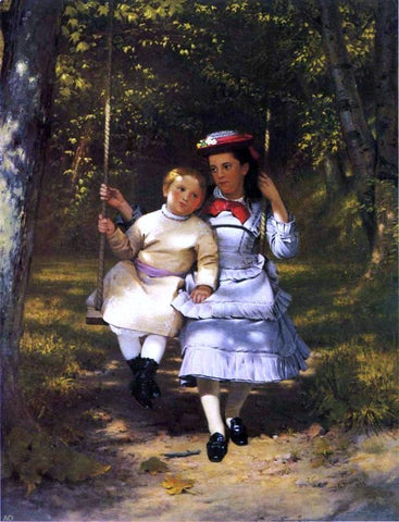  John George Brown Two Girls on a Swing - Hand Painted Oil Painting