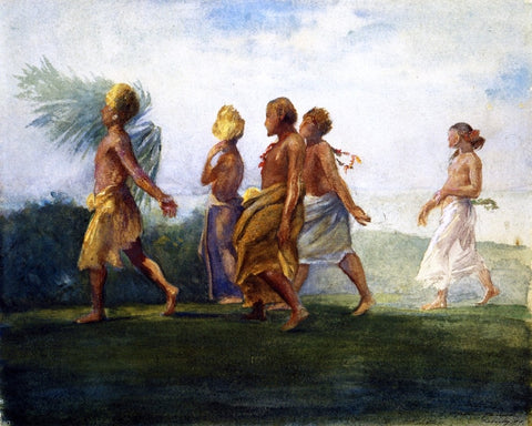  John La Farge Chiefs and Chiefesses Passing on Their Way to a Great Conference, Evening, Samoa - Hand Painted Oil Painting