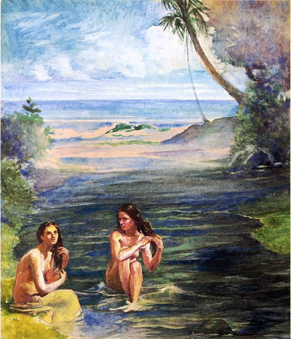  John La Farge Women Bathing in Papara River - Hand Painted Oil Painting