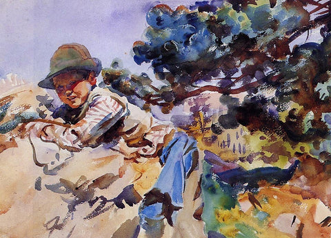  John Singer Sargent Boy on a Rock - Hand Painted Oil Painting
