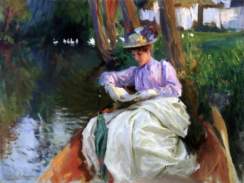  John Singer Sargent By the River (also known as Femme en Barque) - Hand Painted Oil Painting
