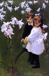  John Singer Sargent Garden Study of the Vickers Children - Hand Painted Oil Painting