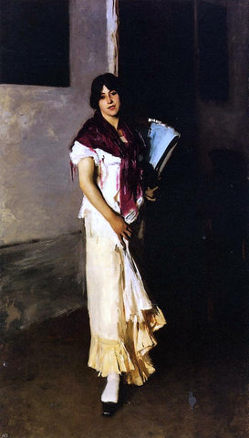  John Singer Sargent Italian Girl with Fan (also known as Venetian Girl with a Fan) - Hand Painted Oil Painting