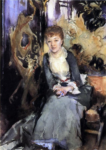  John Singer Sargent Miss Reubell Seated in Front of a Screen - Hand Painted Oil Painting