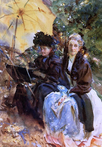  John Singer Sargent Miss Wedewood and Miss Sargent Sketching - Hand Painted Oil Painting