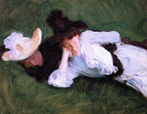  John Singer Sargent Two Girls Lying on the Grass - Hand Painted Oil Painting