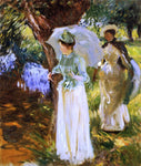  John Singer Sargent Two Girls with Parasols at Fladbury - Hand Painted Oil Painting