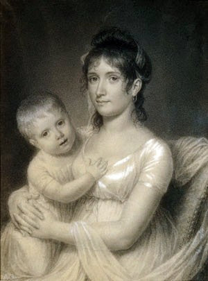  John Vanderlyn Mrs. Daniel Strobel, Jr. (Anna Church Strobel) and Her Son, George - Hand Painted Oil Painting