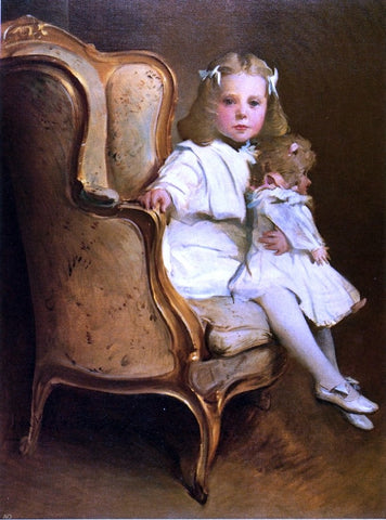  John White Alexander Portrait of a Young Girl with Her Doll - Hand Painted Oil Painting