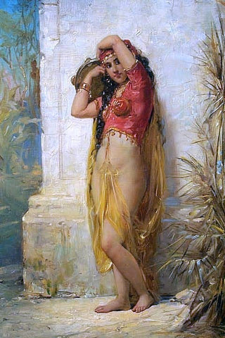  Joseph Bernard Harem Girl with Tambourine - Hand Painted Oil Painting