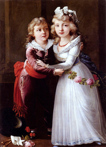  Joseph Dorffmeister Portrait of a Young Boy and Girl - Hand Painted Oil Painting