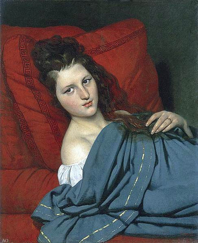  Joseph-Desire Court Half-length Woman Lying on a Couch - Hand Painted Oil Painting