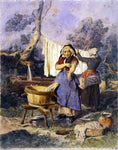   Jules Joseph Augustin Laurens Washerwomen - Hand Painted Oil Painting