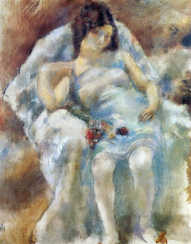  Jules Pascin Zinah with Flowers - Hand Painted Oil Painting