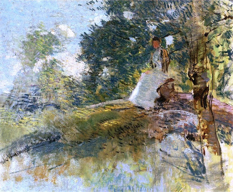  Julian Alden Weir Landscape with Seated Figure - Hand Painted Oil Painting