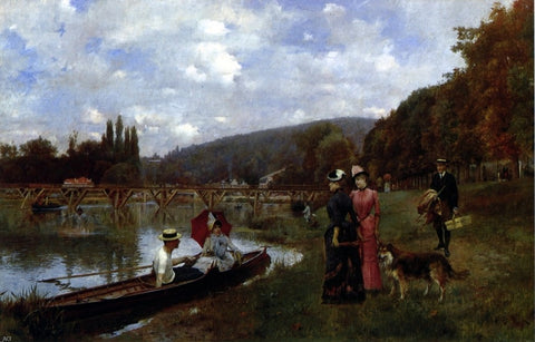  Julius LeBlanc Stewart The Seine at Bougival - Hand Painted Oil Painting