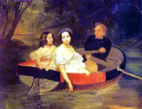  Karl Pavlovich Brulloff Self-portrait with Baroness Ye. N. Meller-Zakomelskaya and a Girl in a Boat (Unfinished) - Hand Painted Oil Painting