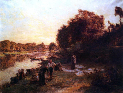  Leon Augustin L'hermitte) Washerwoman on the Banks of the Marne - Hand Painted Oil Painting