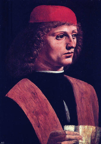  Leonardo Da Vinci Portrait of a Musician - Hand Painted Oil Painting