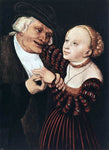  The Elder Lucas Cranach Old Man and Young Woman - Hand Painted Oil Painting