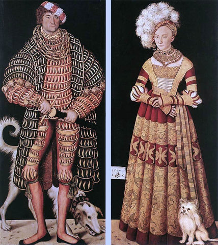  The Elder Lucas Cranach Portraits of Henry the Pious, Duke of Saxony and His Wife Katharina Von Mecklenburg - Hand Painted Oil Painting