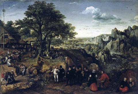  Lucas Van Valkenborch Landscape with a Rural Festival - Hand Painted Oil Painting