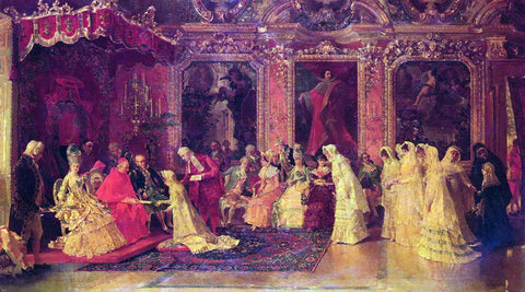  Luis Alvarez Catala Princess Borghese Bestowing Dowries - Hand Painted Oil Painting