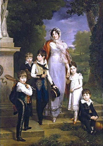  Marguerite Gerard Portrait of Marechale Lannes, Duchesse de Montebello with Her Children - Hand Painted Oil Painting