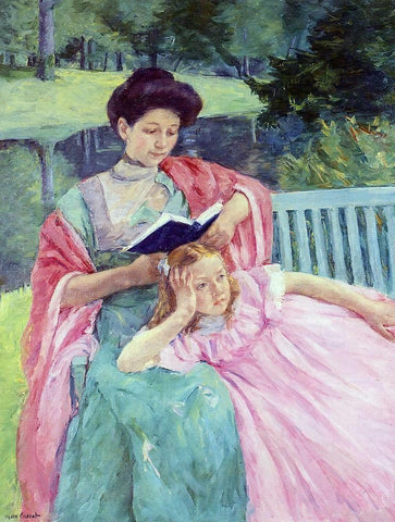  Mary Cassatt Auguste Reading to Her Daughter - Hand Painted Oil Painting