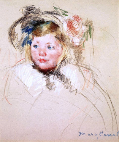  Mary Cassatt Head of Sara in a Bonnet Looking Left - Hand Painted Oil Painting