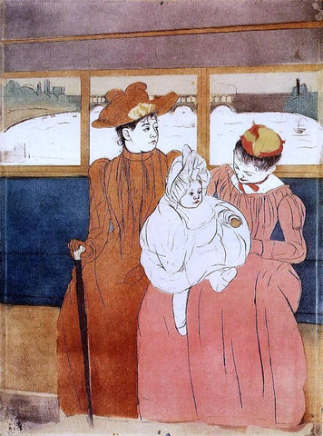  Mary Cassatt Interior of a Tramway Passing a Bridge - Hand Painted Oil Painting